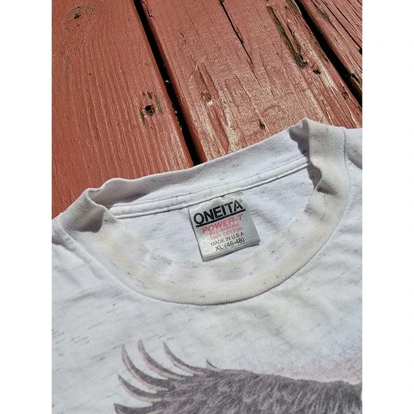 Vintage 90s Aztec Indian Chief Buffalo Bison Bald Eagle T-Shirt Size XL Cowboy - Picture 4 of 10